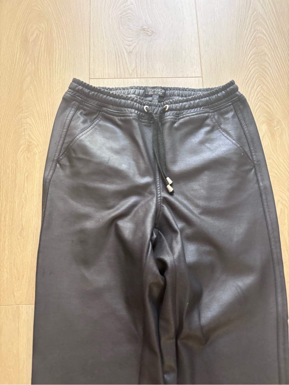 Topshop Black Faux Leather Jogger Trousers - Picture 5 of 5